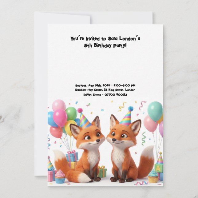 Adorable Fox Birthday  Invitation (Front)