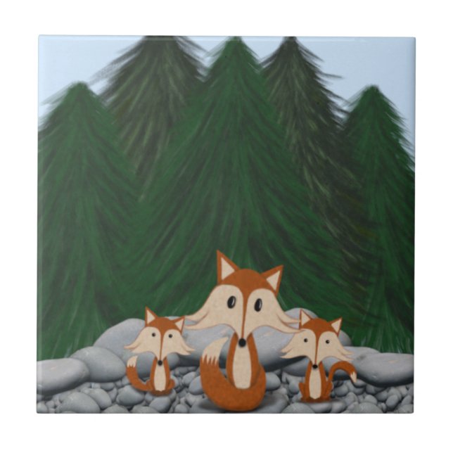 Adorable Fox Family Tile (Front)