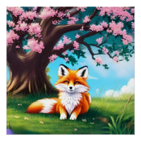 Adorable Fox Sitting Under Tree-68563