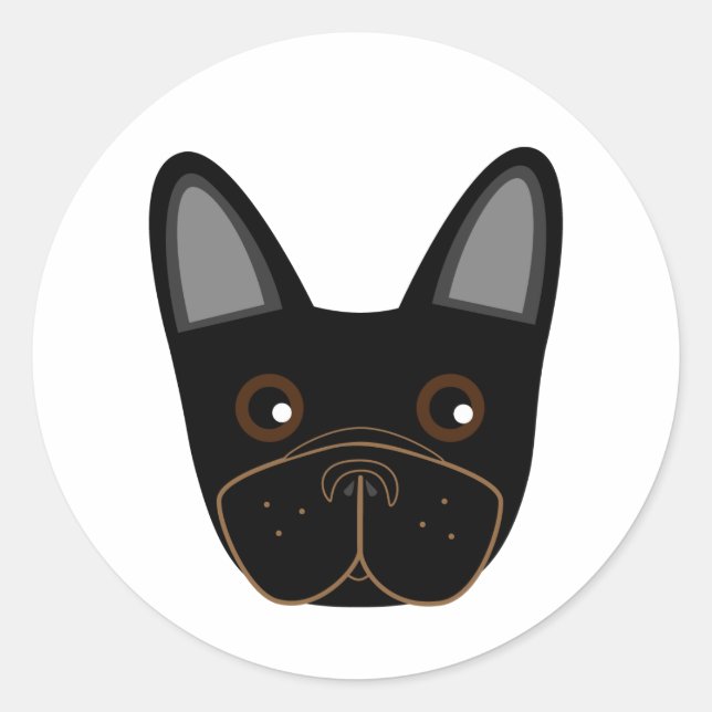 Adorable French Bulldog Face Classic Round Sticker (Front)