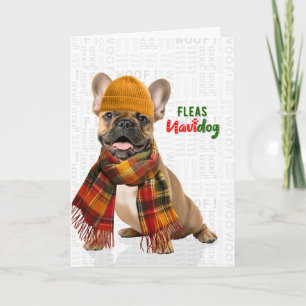 Adorable French Bulldog Fleas Navidog Christmas Holiday Card