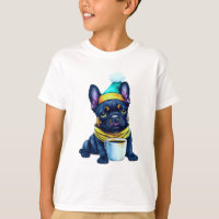 Adorable French Bulldog in Santa Hat and Scarf