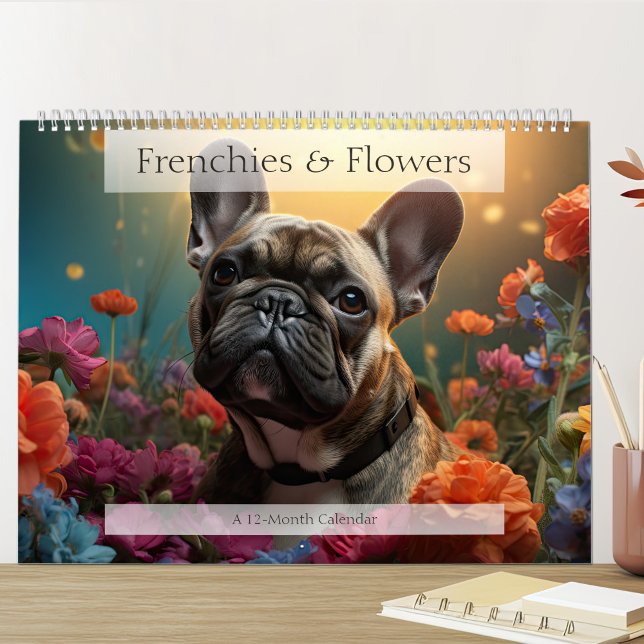 Adorable French Bulldogs with Flowers Calendar (Creator Uploaded)