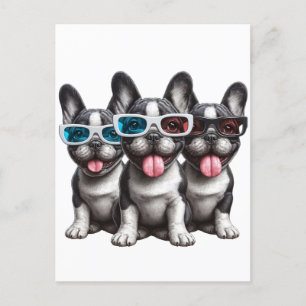 Adorable French Bulldogs With Sunglasses Postcard