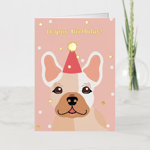 Adorable Frenchie Happy Birthday Foil Greeting Card