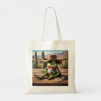 Adorable Frog Cowboy with Coffee Tote Bag