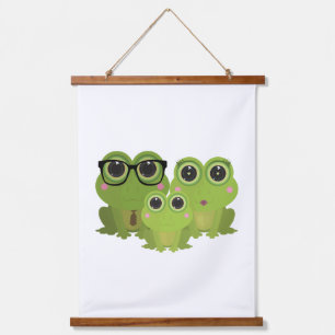 Adorable Frog Family – Dad, Mom & Baby Frog Hanging Tapestry