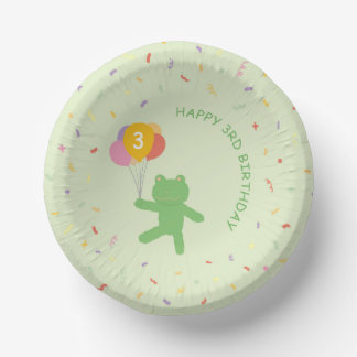Adorable Frog Holding Balloon Birthday Paper Bowls Plate
