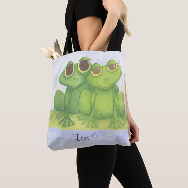 Adorable Frog Lovers Tote Bag (Close Up)