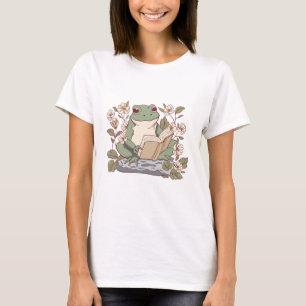 Adorable Frog Reading a Book T-Shirt