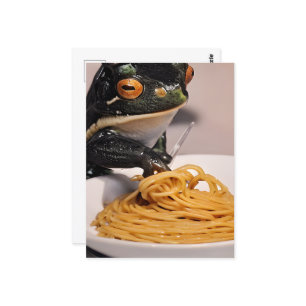 Adorable Frog With Spagetti Postcard