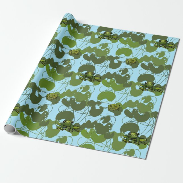 Adorable Frog Wrapping Paper (Unrolled)
