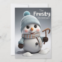 Adorable Frosty Snowman in Cool Winter Snow