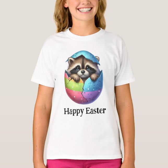 Adorable Funny Cute Easter Baby Racoon T-Shirt (Front)