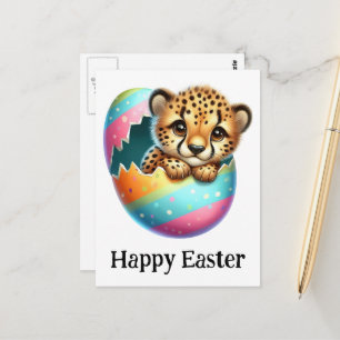 Adorable Funny Cute Easter Cheetah Cub Postcard