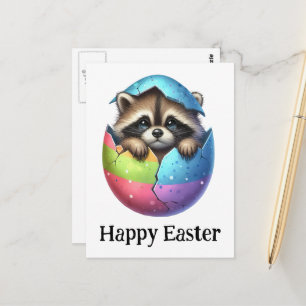 Adorable Funny Cute Easter Racoon Postcard