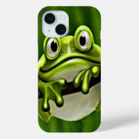 Adorable Funny Cute Smiling Green Frog In Tree