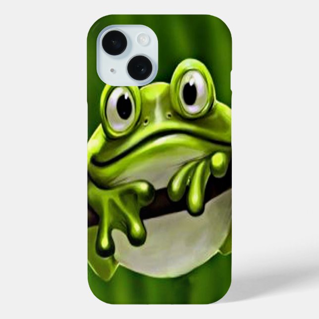 Adorable Funny Cute Smiling Green Frog In Tree Case-Mate iPhone Case (Back)