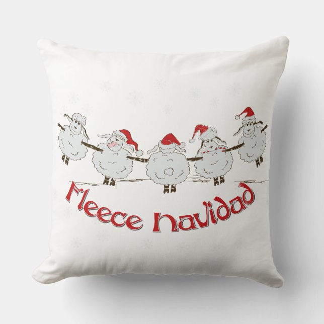 Adorable FUNNY Fleece Navidad Christmas Sheep Cushion (Front)