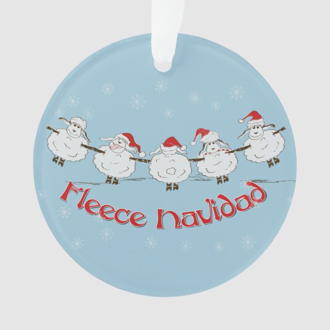 Adorable FUNNY Fleece Navidad Christmas Sheep Ornament (Front)