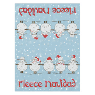 Adorable FUNNY Fleece Navidad Christmas Sheep Tablecloth