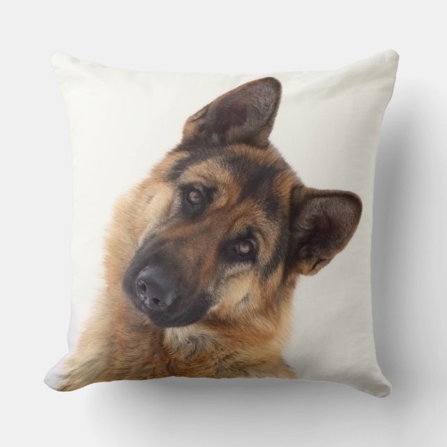 Adorable funny german shepherd portrait cushion (Front)