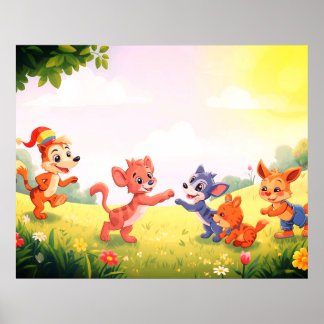 Adorable Furry Animals for Your Little Ones Wall Poster