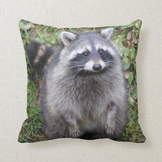 Adorable Furry Racoon Throw Pillow