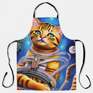 Adorable Futuristic Astronaut Cat  Apron