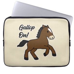 Adorable Gallop On! Happy Foal Kawaii Horse Design Laptop Sleeve