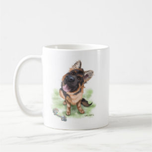 Adorable German Shepherd Puppy Cartoon Coffee Mug