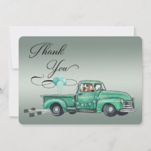 Adorable German Shepherds in Vintage Pickup Truck Thank You Card