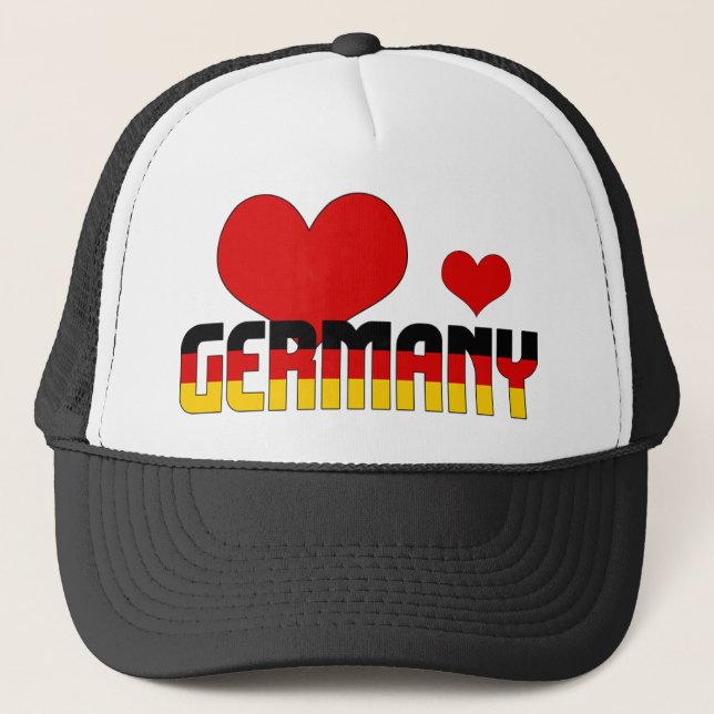Adorable Germany Flag Hearts Patriotic Trucker Hat (Front)