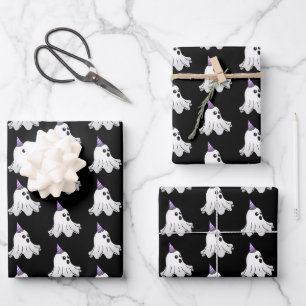 Adorable Ghost in the Dark Wrapping Paper Sheet