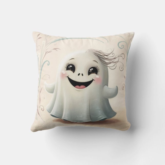Adorable Ghostly Friend Halloween Design  Cushion (Back)