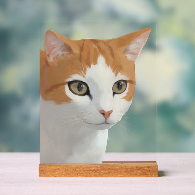 Adorable Ginger Cat Art Acrylic Sign (Neutral)