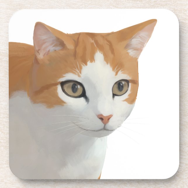 Adorable Ginger Cat Art Coaster (Front)