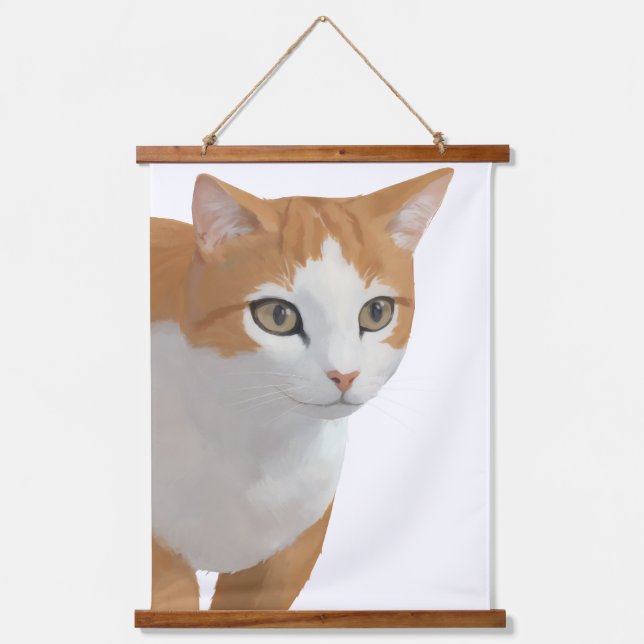 Adorable Ginger Cat Art Hanging Tapestry (Front)