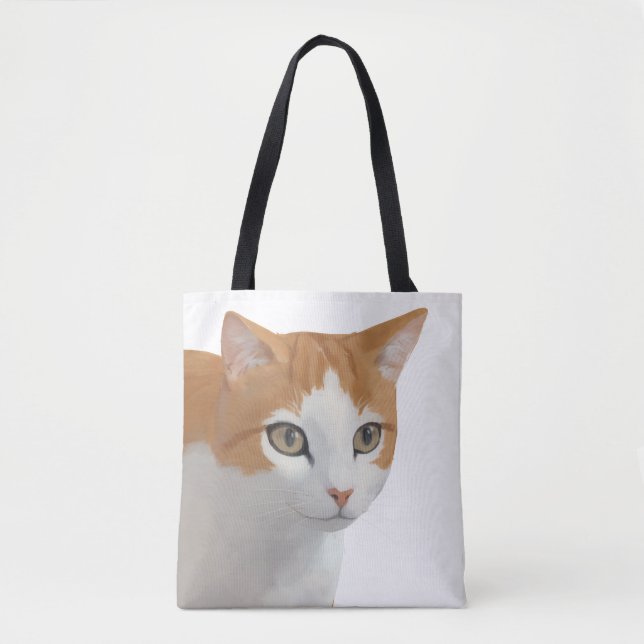 Adorable Ginger Cat Art Tote Bag (Front)