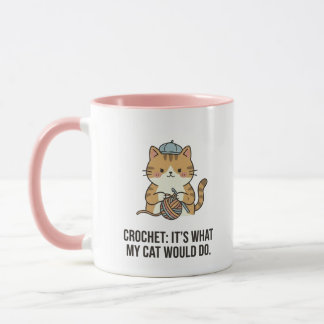 Adorable Ginger Cat Crocheting Cute Yarn Ball Art Mug