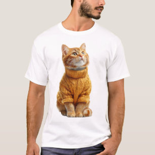 Adorable Ginger Kitten in a Cosy Yellow Knitted T-Shirt