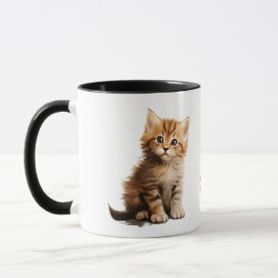 Adorable Ginger Kitten "Stay Pawsitive" Two-Tone Mug