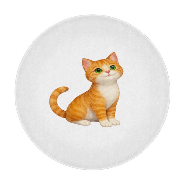 Adorable Ginger Kitten Throw Pillow Cutting Board (Front)