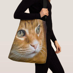 Adorable Ginger Tabby Cat Posing Pet Portrait Crossbody Bag