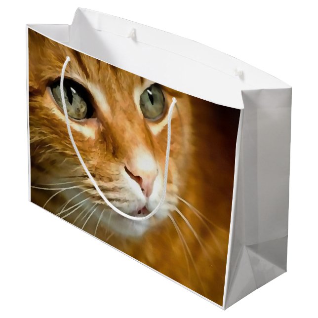 Adorable Ginger Tabby Cat Posing Pet Portrait Large Gift Bag (Back Angled)
