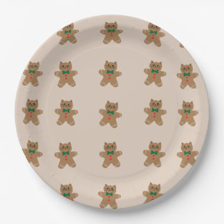Adorable Gingerbread Cat Cookies Paper Plate
