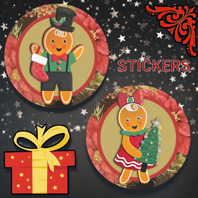 Adorable Gingerbread Lady Christmas Classic Round Sticker (Creator Uploaded)