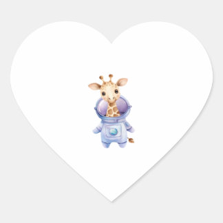 Adorable Giraffe Astronaut Illustration Classic T- Heart Sticker
