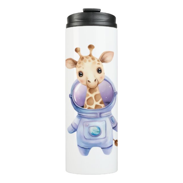 Adorable Giraffe Astronaut Illustration Classic T- Thermal Tumbler (Front)
