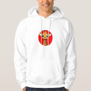 Adorable Giraffe Face Big Eyed Cartoon Art Hoodie